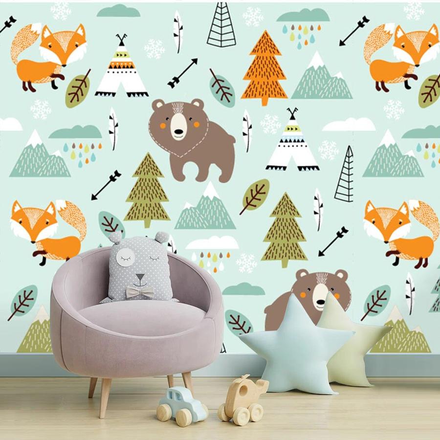 Фотообои и фотообои мишки и лисички 12-692