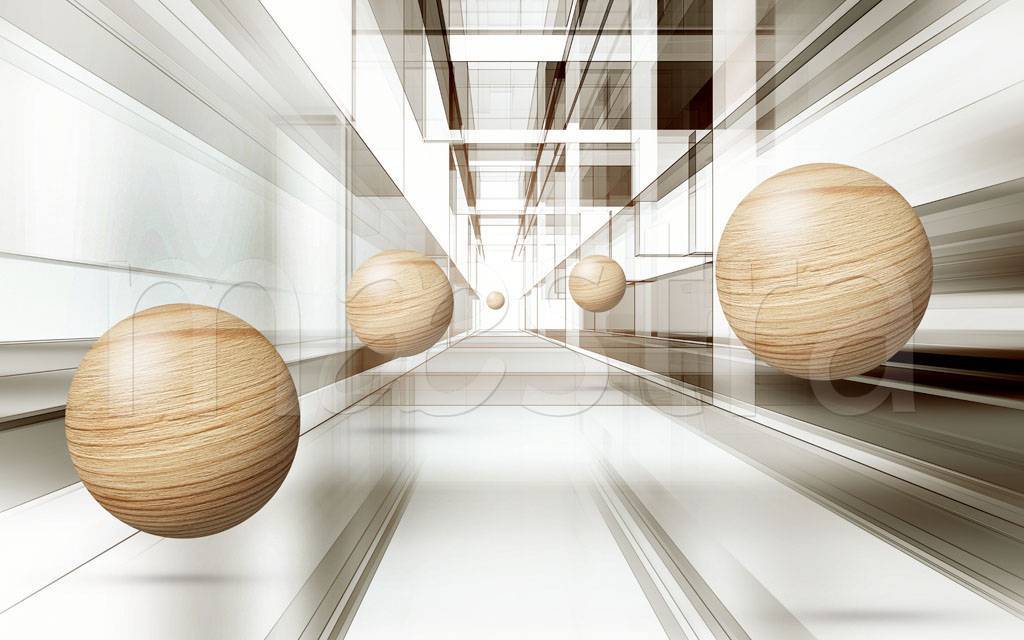 Фотообои 3д деревянные шары