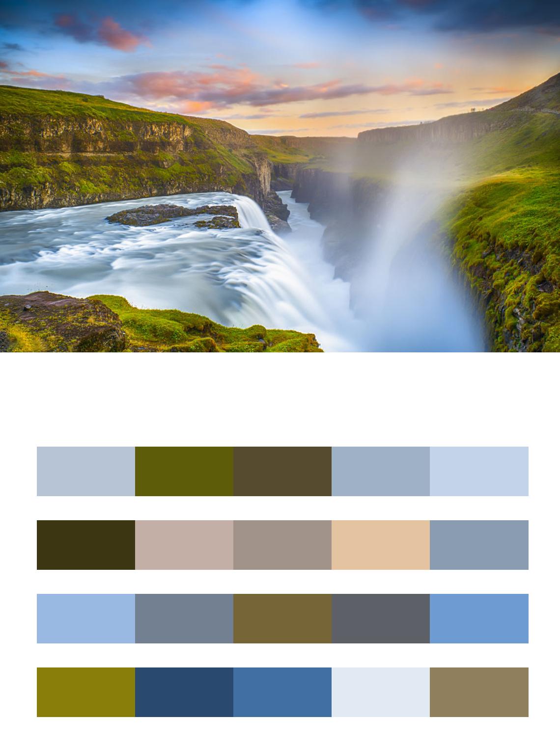 Водопад Гюдльфосс, Исландия цвета