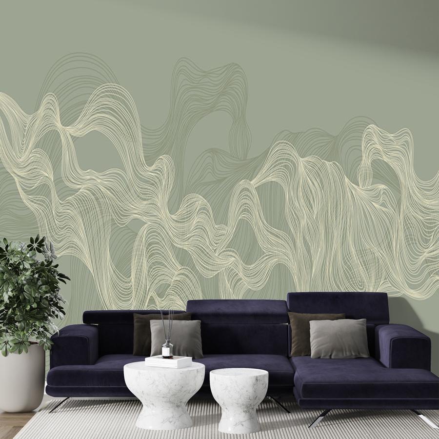 фотообои линии золотые на зеленом 14-970