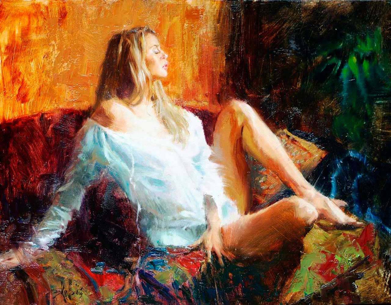картина маслом девушка 4-437