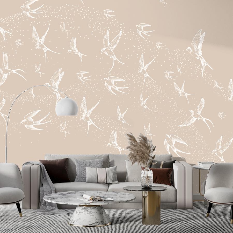 фотообои стая ласточек белых 14-1189