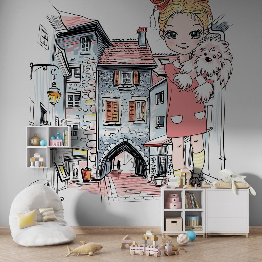 фотообои девочка на прогулке 12-494