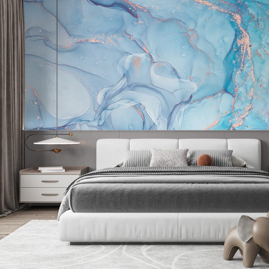 фотообои мрамор голубой с золотыми прожилками 9-1790