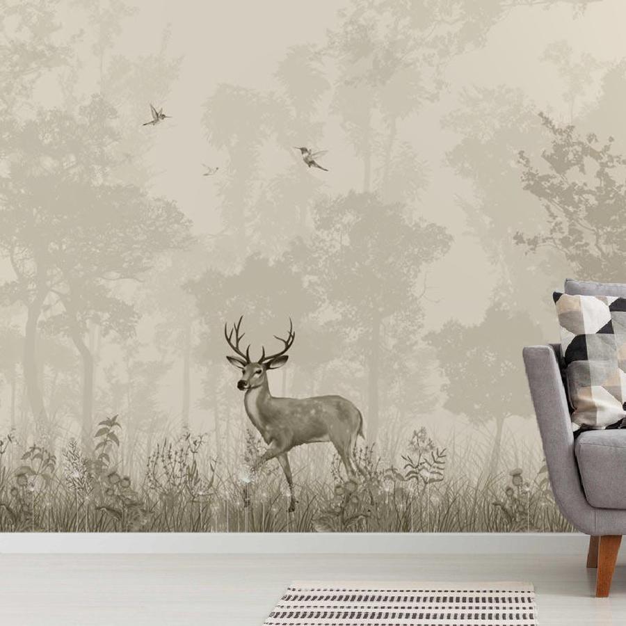 фотообои олененок в туманном лесу 14-281 фотообои олененок в туманном лесу 14-281