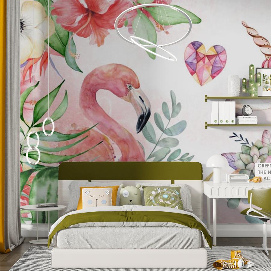 фотообои фламинго и единорог 12-1207