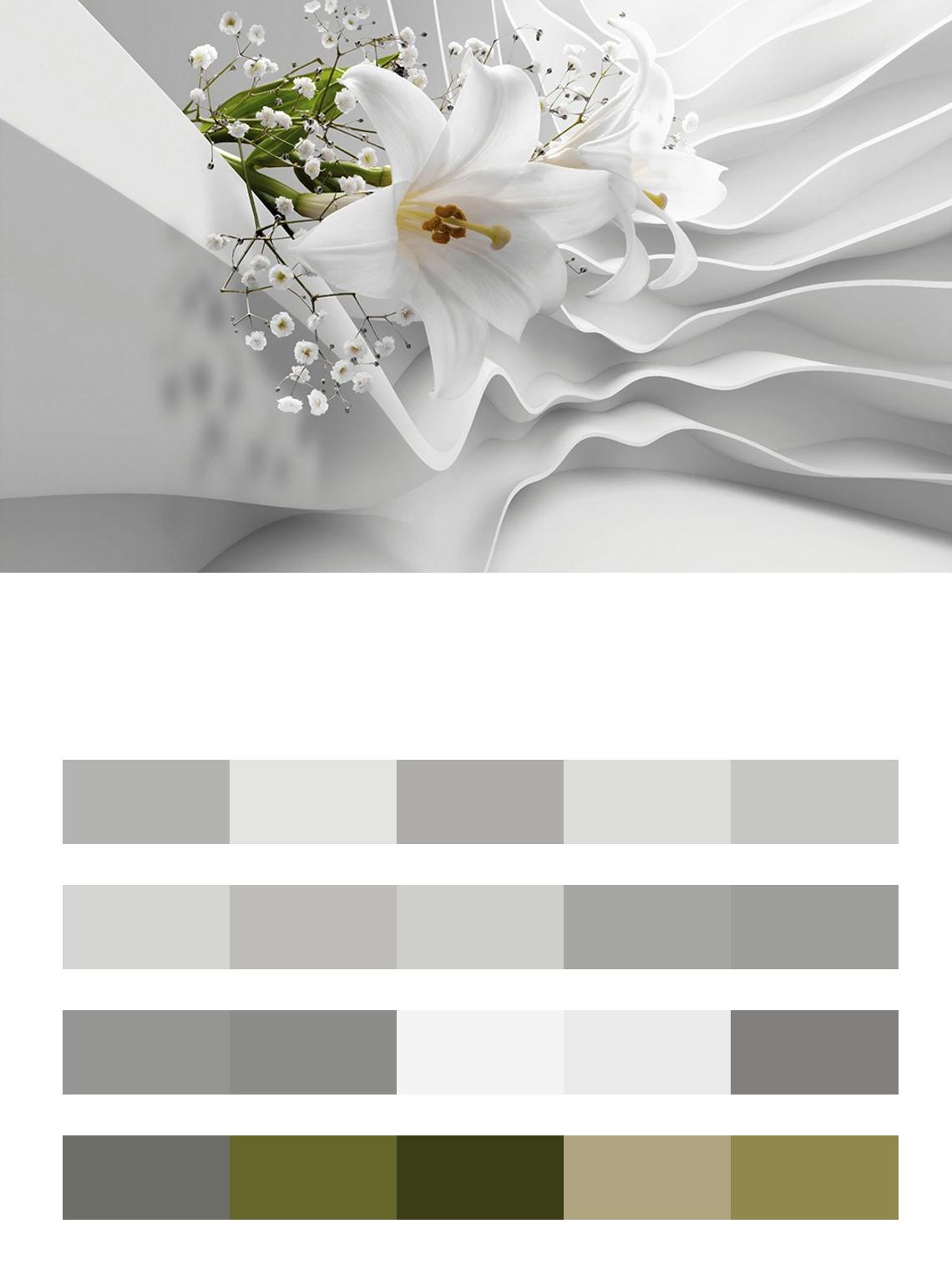 Белые лилии 3D цвета
