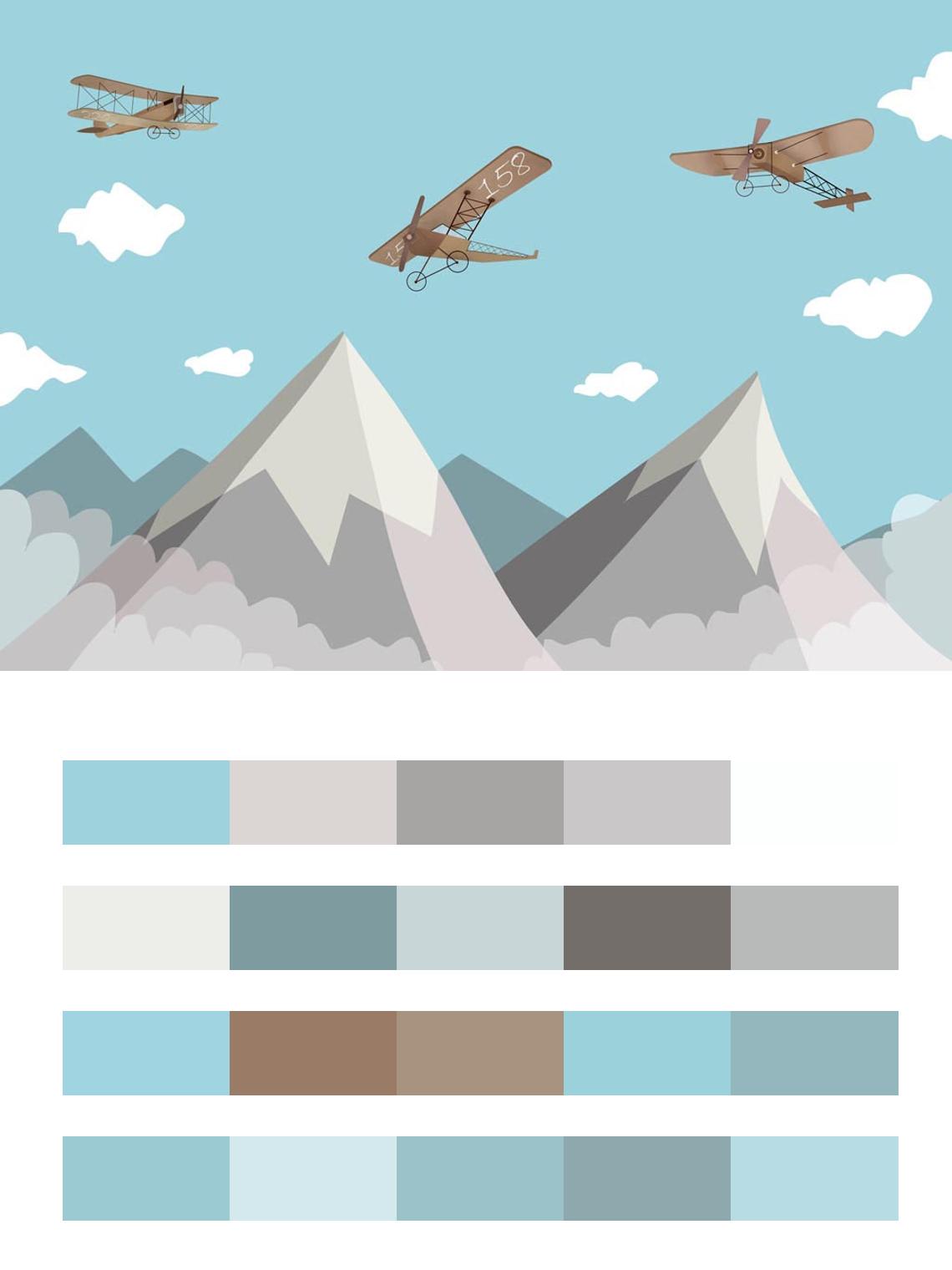 3д горы и самолеты цвета