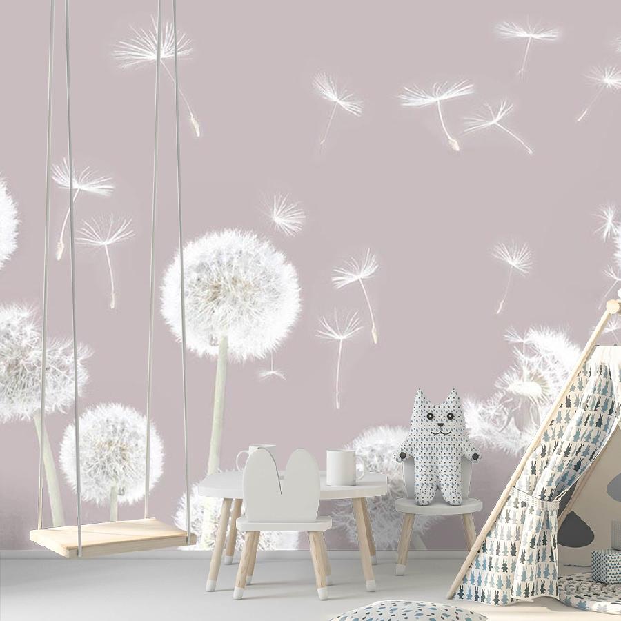фотообои нежные одуванчики пудровый фон 12-1518