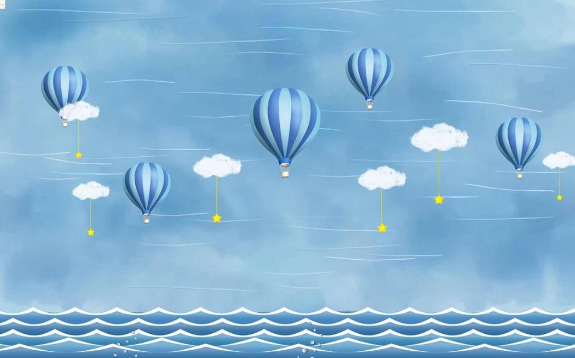 Фотообои Синие воздушные шары в небе