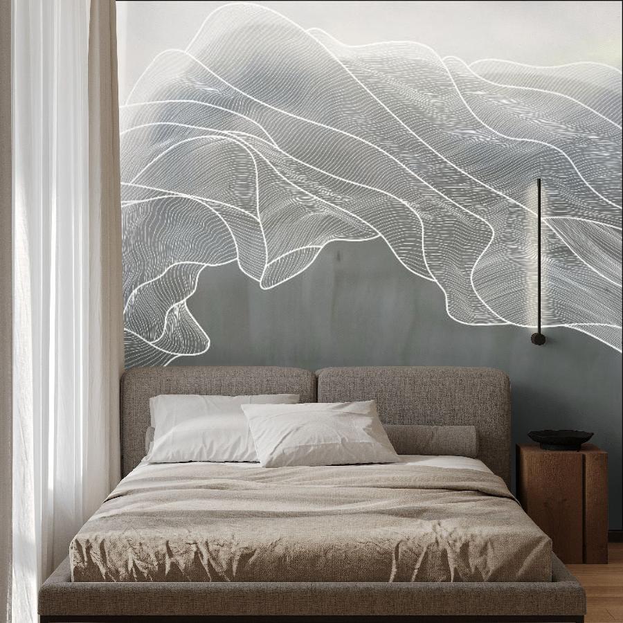 фотообои линии белые на темном сером 14-941