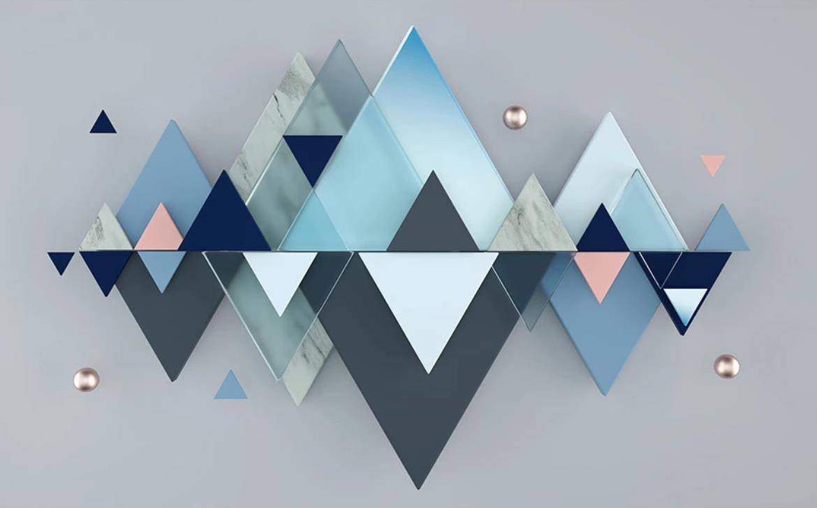 Фотообои 3д треугольники синие