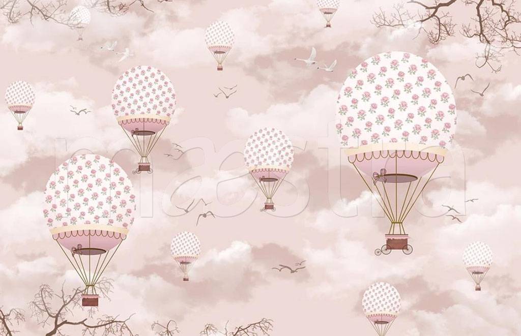Фотообои Шары воздушные в розовом небе