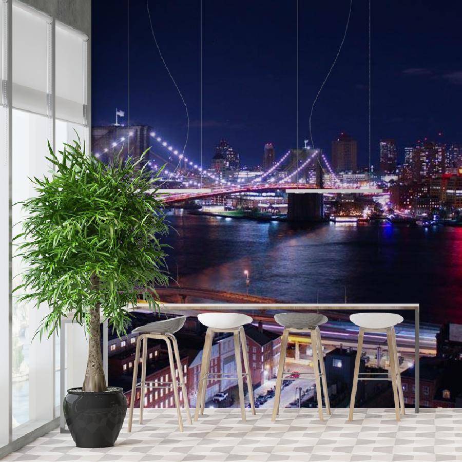 ночной бруклинский мост в синеве 9-848