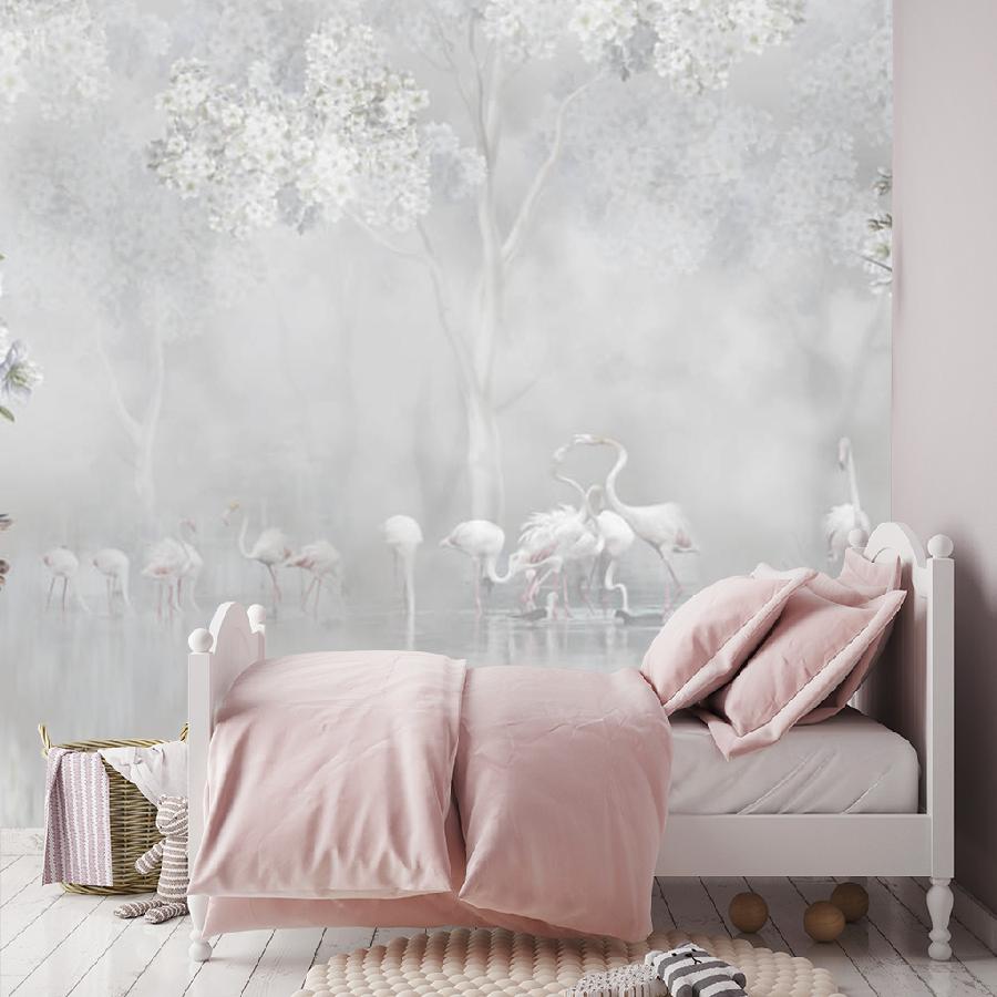 фотообои цветущее дерево у озера 13-356