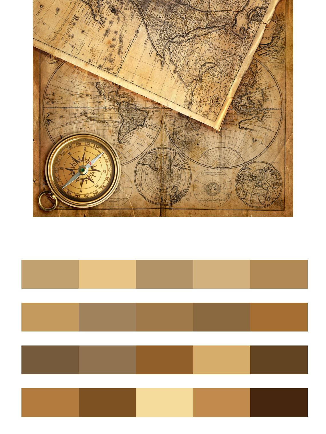 Старинные карты с компасом цвета