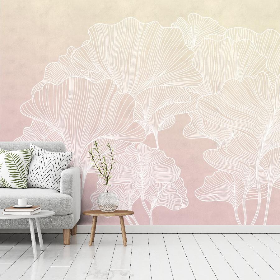 фотообои гинкго трафарет на закате 14-955