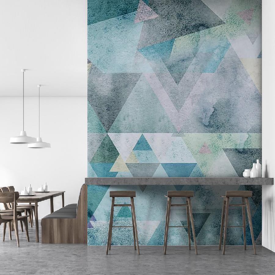 фотообои бирюзовые треугольники фон 10-954