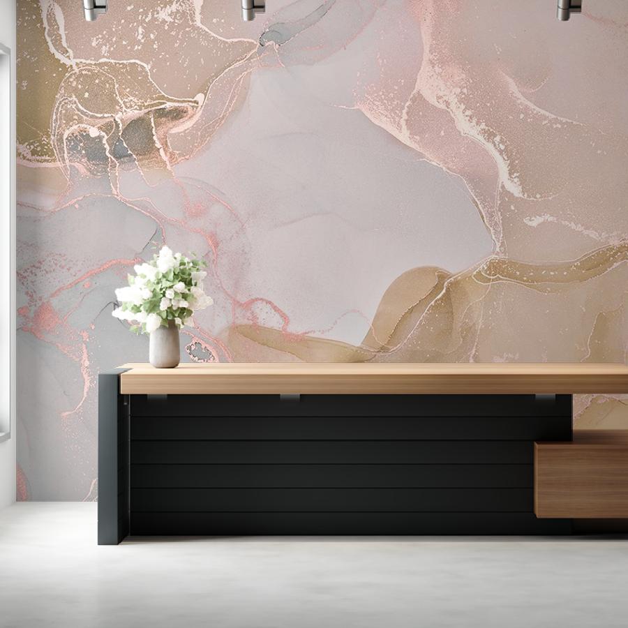 фотообои розовый флюид с золотом 9-1501