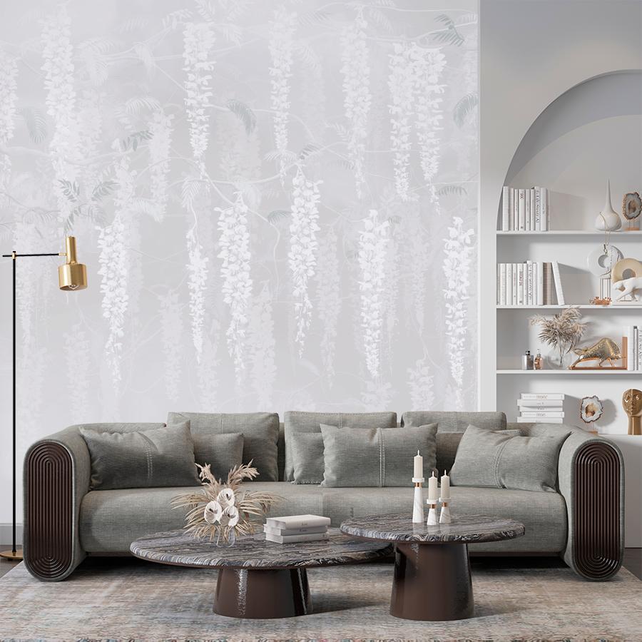 фотообои свисающие веточки белые 13-1111