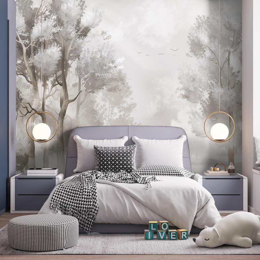 фотообои лес в стилистике гризайль 13-950