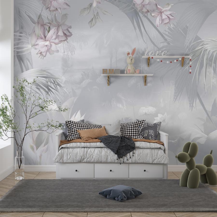 фотообои абстрактный рисунок цветы серые 13-987