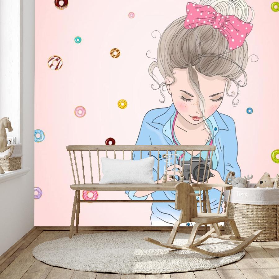 фотообои девушка с фотоаппаратом 14-233